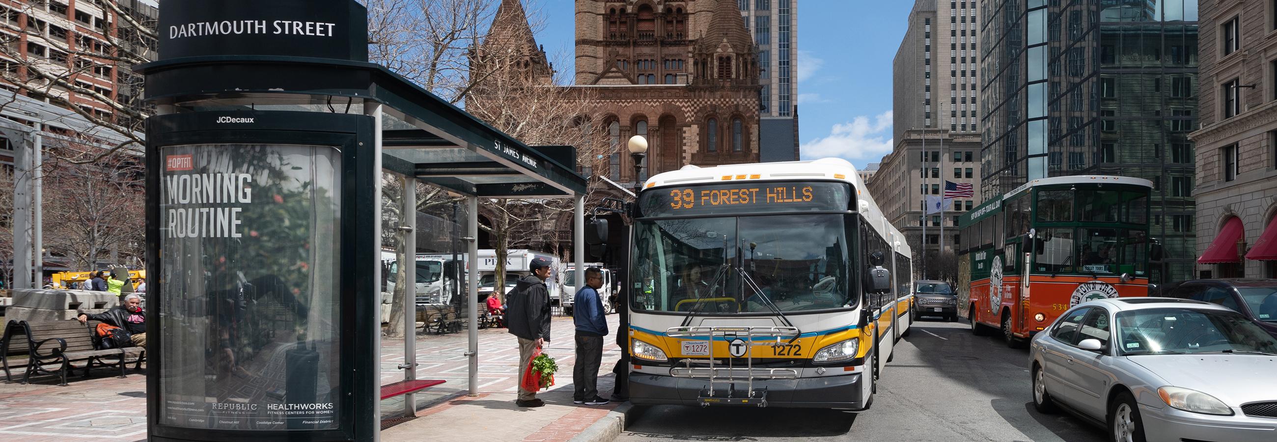 Bus pulled over at stop