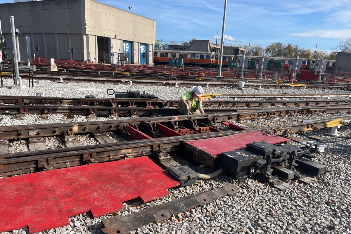 Work on a switch machine in Wellington Yard