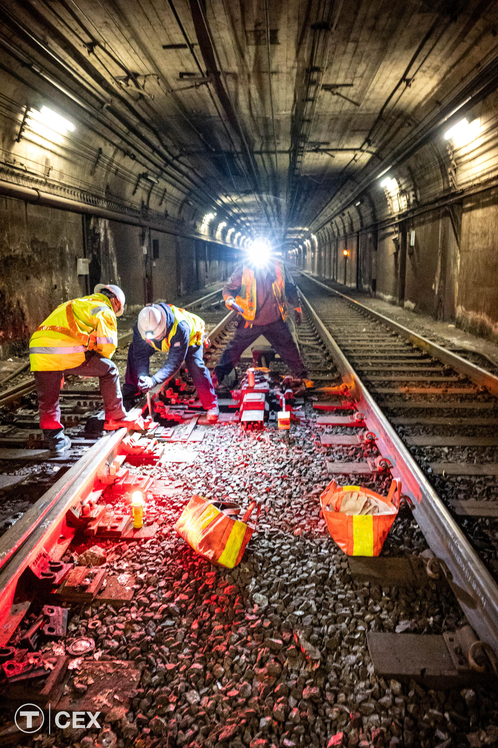 Crews performed track and tie replacement work along the Green Line tracks. Complimentary photo by the MBTA Customer and Employee Experience Department.