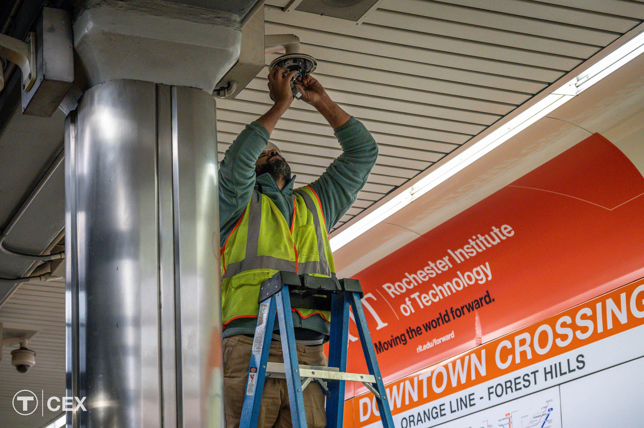 Security and emergency management enhancements were performed at Downtown Crossing. Complimentary photo by the MBTA Customer and Employee Experience Department.