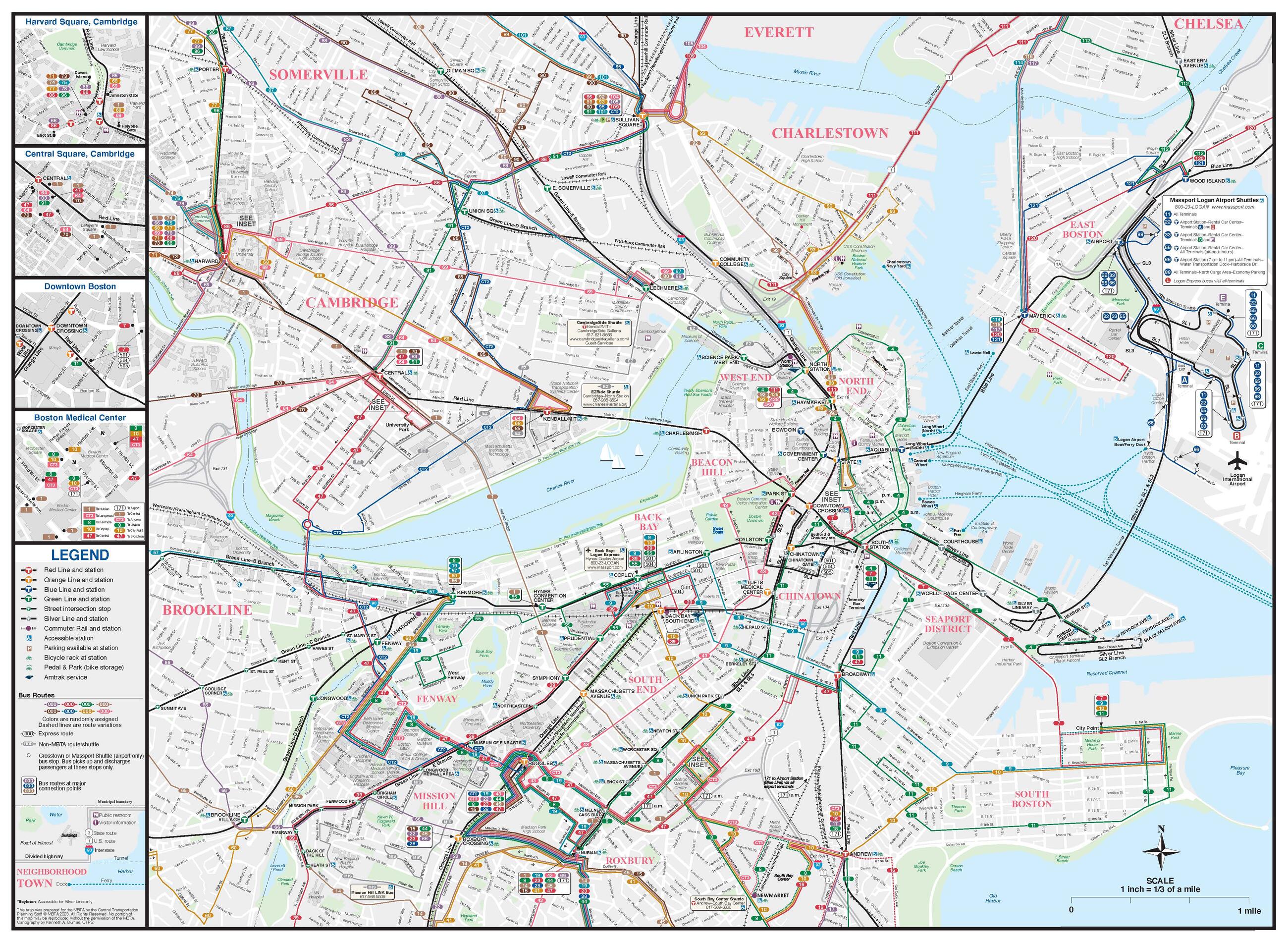 Map of Downtown Boston transit