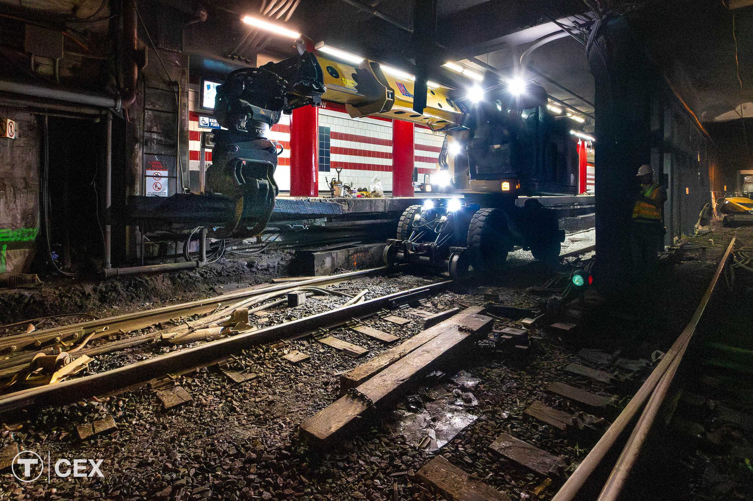 Crews performed infrastructure improvement work along the Red Line. Complimentary photo by the MBTA Customer and Employee Experience Department.