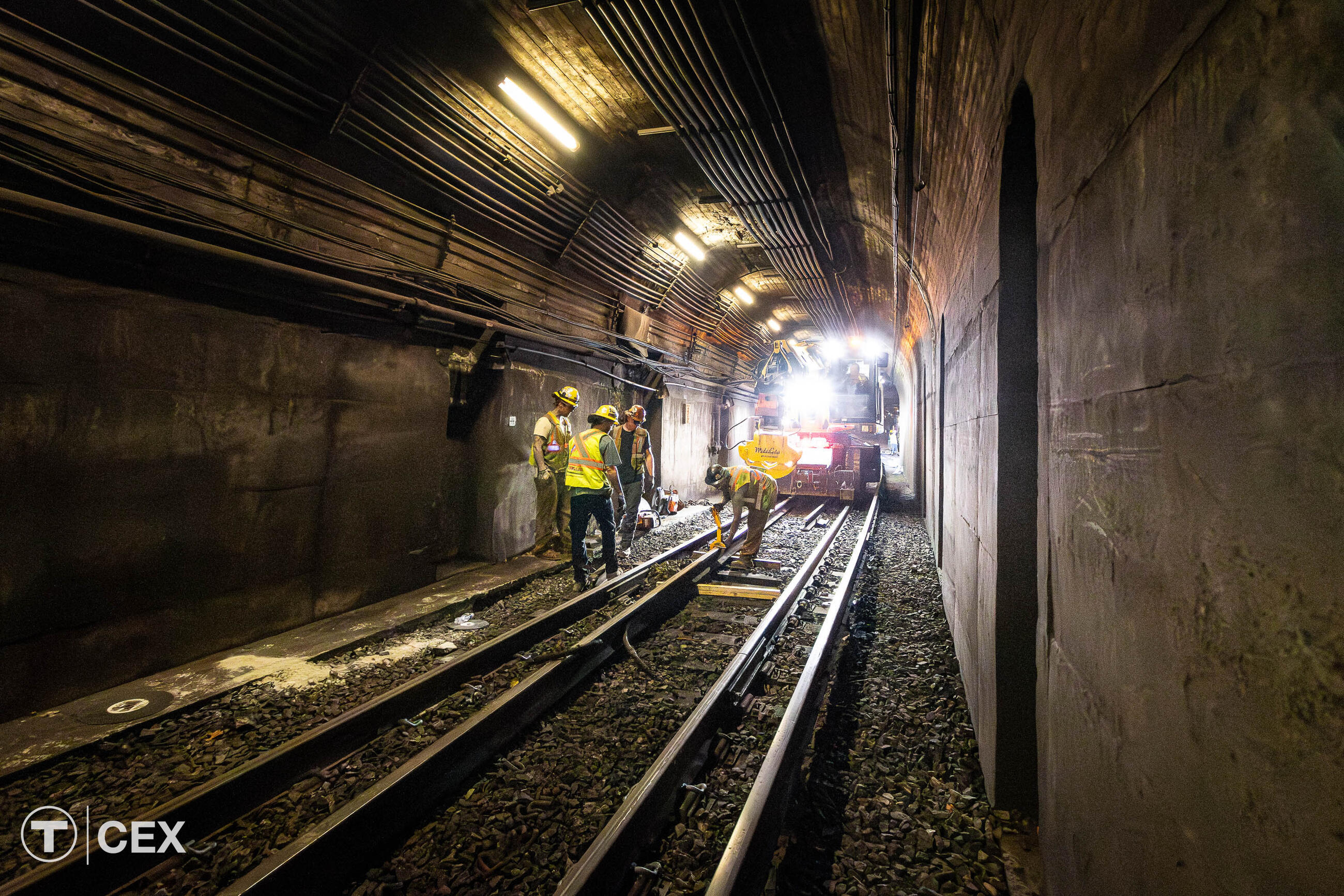 Critical track and tie improvement work was performed along the Red Line. Complimentary photo by the MBTA Customer and Employee Experience Department.