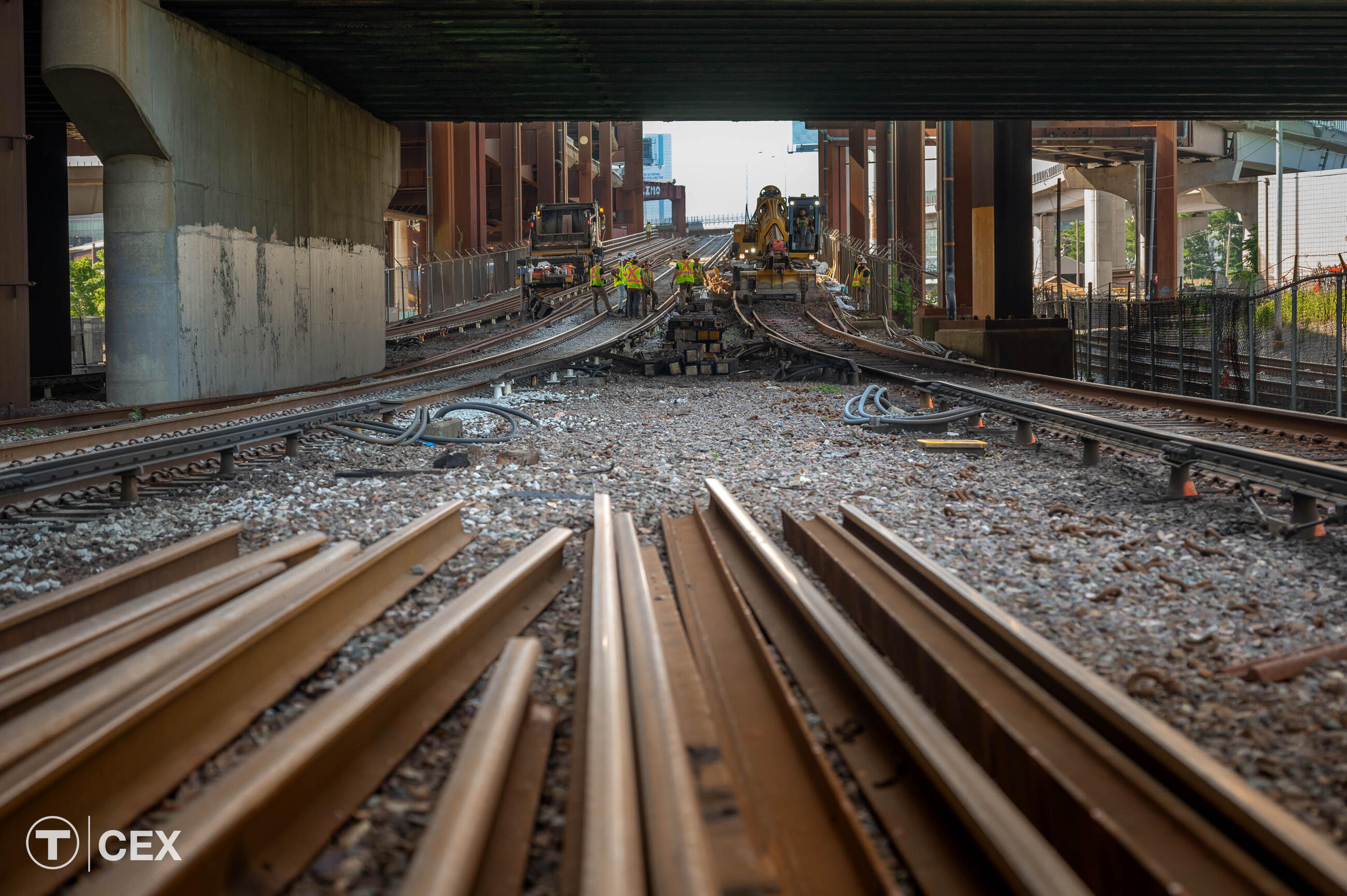 Crews worked in critical track areas during this Orange Line diversion. Complimentary photo by the MBTA Customer and Employee Experience Department.